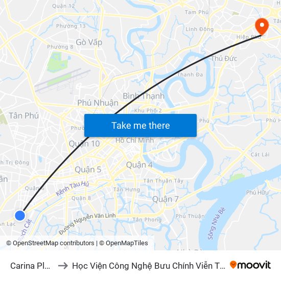 Carina Plaza to Học Viện Công Nghệ Bưu Chính Viễn Thông map