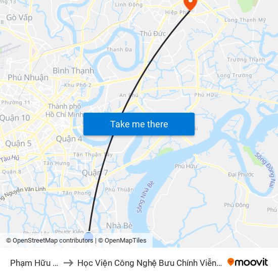 Phạm Hữu Lầu to Học Viện Công Nghệ Bưu Chính Viễn Thông map