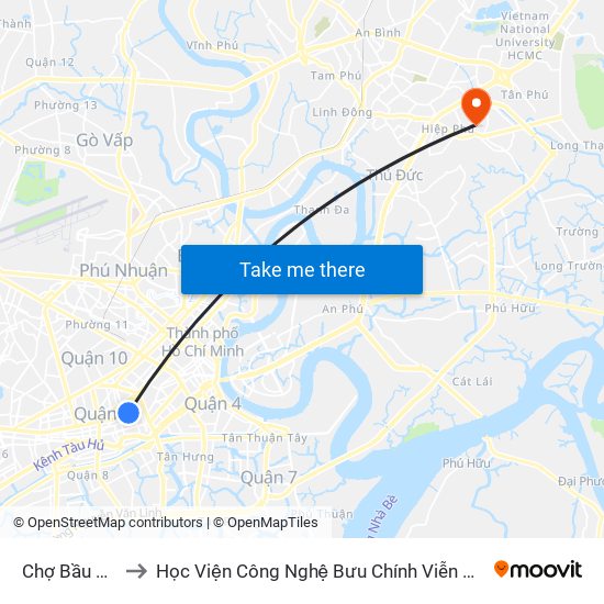 Chợ Bầu Sen to Học Viện Công Nghệ Bưu Chính Viễn Thông map