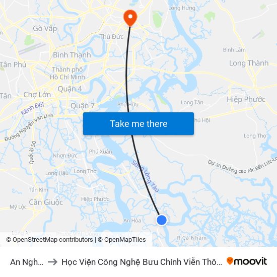 An Nghĩa to Học Viện Công Nghệ Bưu Chính Viễn Thông map