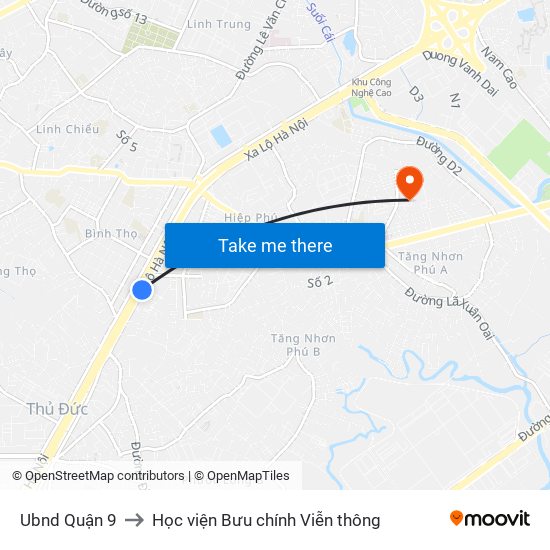 Ubnd Quận 9 to Học viện Bưu chính Viễn thông map
