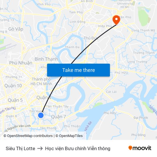 Siêu Thị Lotte to Học viện Bưu chính Viễn thông map