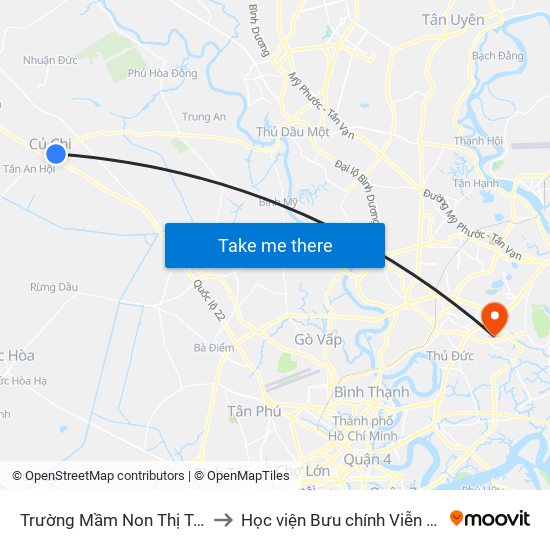 Trường Mầm Non Thị Trấn 3 to Học viện Bưu chính Viễn thông map