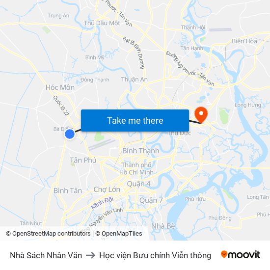 Nhà Sách Nhân Văn to Học viện Bưu chính Viễn thông map