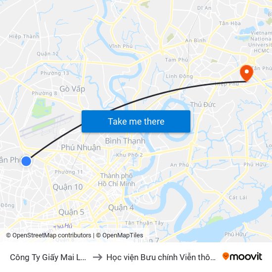 Công Ty Giấy Mai Lan to Học viện Bưu chính Viễn thông map