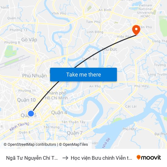 Ngã Tư Nguyễn Chí Thanh to Học viện Bưu chính Viễn thông map