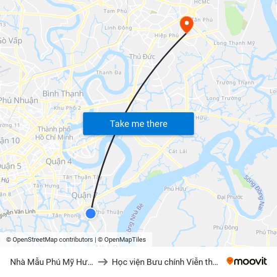 Nhà Mẫu Phú Mỹ Hưng to Học viện Bưu chính Viễn thông map