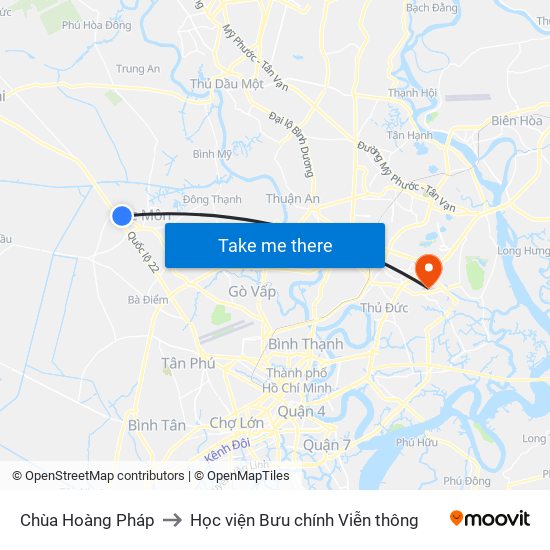 Chùa Hoàng Pháp to Học viện Bưu chính Viễn thông map