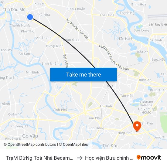 TrạM DừNg Toà Nhà Becamex (Trả Khách) to Học viện Bưu chính Viễn thông map