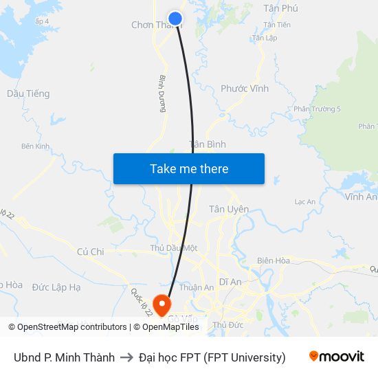 Ubnd P. Minh Thành to Đại học FPT (FPT University) map