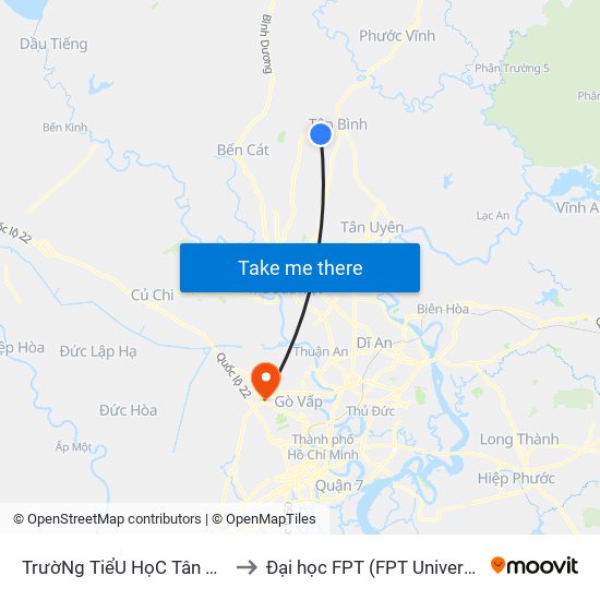 TrườNg TiểU HọC Tân BìNh to Đại học FPT (FPT University) map