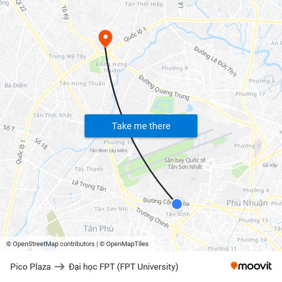 Pico Plaza to Đại học FPT (FPT University) map