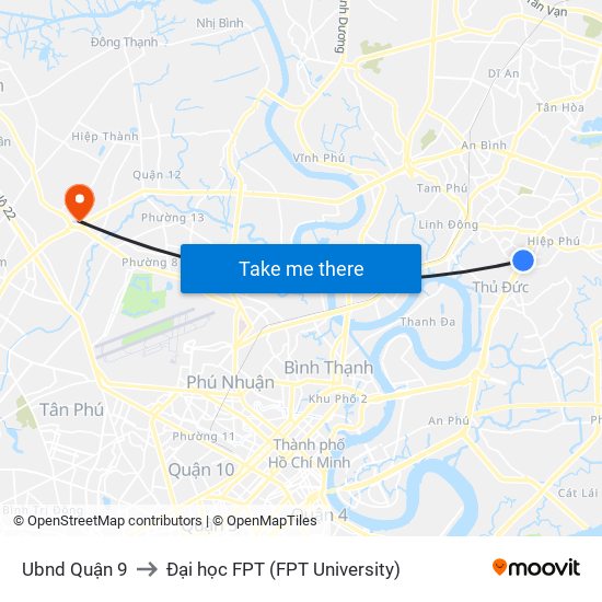 Ubnd Quận 9 to Đại học FPT (FPT University) map