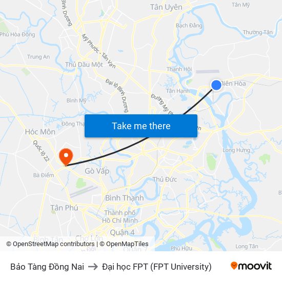 Bảo Tàng Đồng Nai to Đại học FPT (FPT University) map