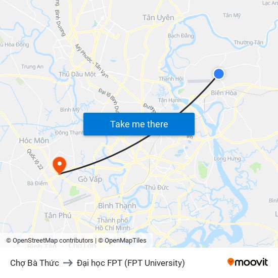 Chợ Bà Thức to Đại học FPT (FPT University) map