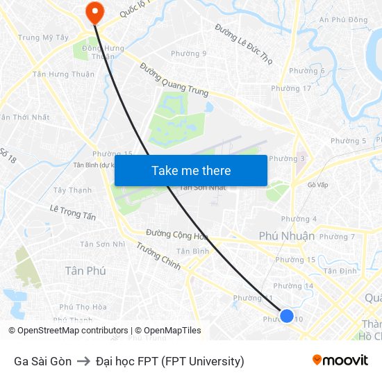 Ga Sài Gòn to Đại học FPT (FPT University) map