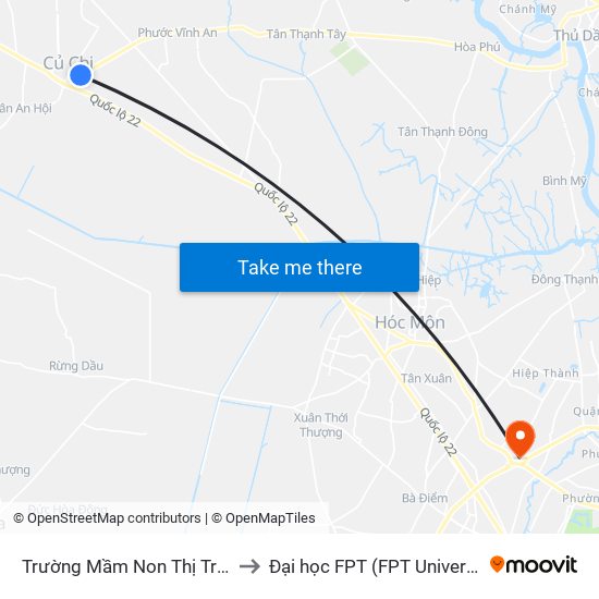 Trường Mầm Non Thị Trấn 3 to Đại học FPT (FPT University) map