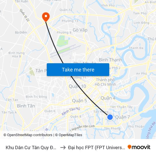 Khu Dân Cư Tân Quy Đông to Đại học FPT (FPT University) map