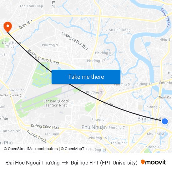 Đại Học Ngoại Thương to Đại học FPT (FPT University) map