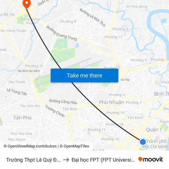 Trường Thpt Lê Quý Đôn to Đại học FPT (FPT University) map