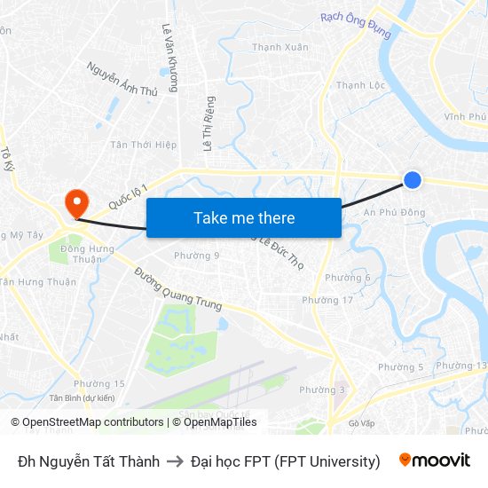 Đh Nguyễn Tất Thành to Đại học FPT (FPT University) map
