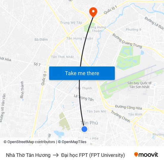 Nhà Thờ Tân Hương to Đại học FPT (FPT University) map