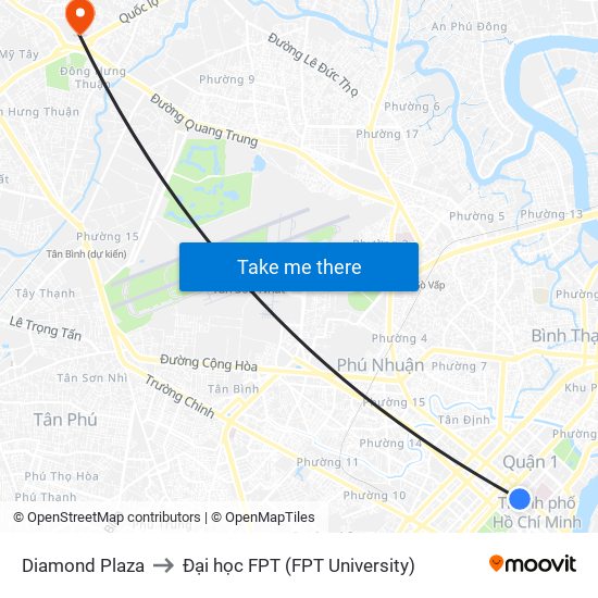 Diamond Plaza to Đại học FPT (FPT University) map