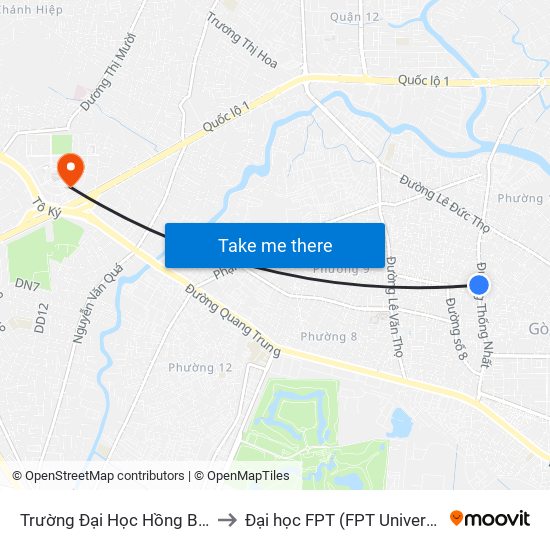 Trường Đại Học Hồng Bàng to Đại học FPT (FPT University) map