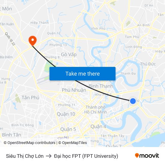 Siêu Thị Chợ Lớn to Đại học FPT (FPT University) map