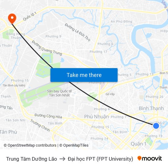 Trung Tâm Dưỡng Lão to Đại học FPT (FPT University) map