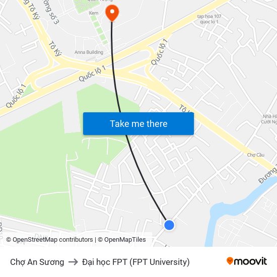 Chợ An Sương to Đại học FPT (FPT University) map