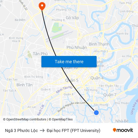 Ngã 3 Phước Lộc to Đại học FPT (FPT University) map