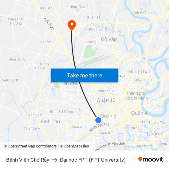 Bệnh Viện Chợ Rẫy to Đại học FPT (FPT University) map