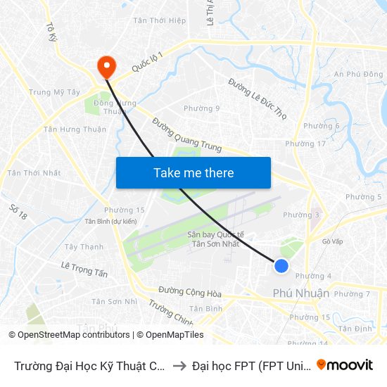 Trường Đại Học Kỹ Thuật Công Nghệ to Đại học FPT (FPT University) map