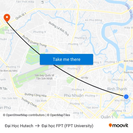 Đại Học Hutech to Đại học FPT (FPT University) map