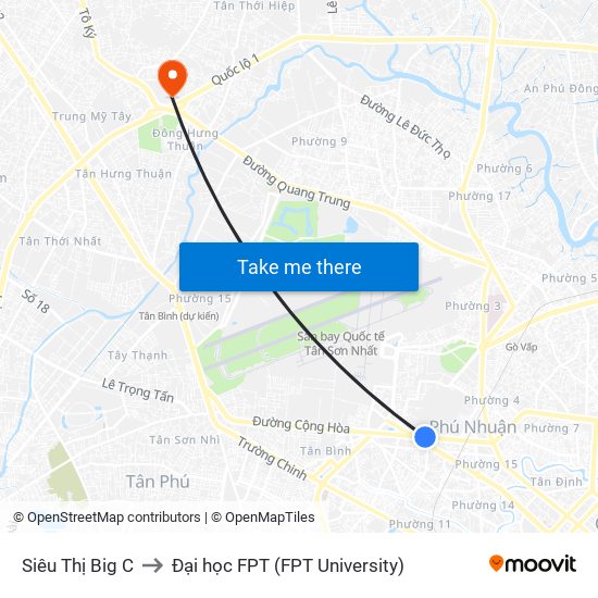 Siêu Thị Big C to Đại học FPT (FPT University) map