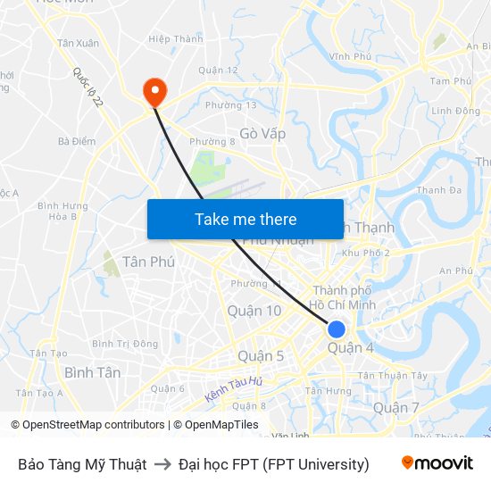 Bảo Tàng Mỹ Thuật to Đại học FPT (FPT University) map