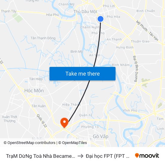 TrạM DừNg Toà Nhà Becamex (Trả Khách) to Đại học FPT (FPT University) map