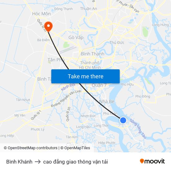 Bình Khánh to cao đẳng giao thông vận tải map