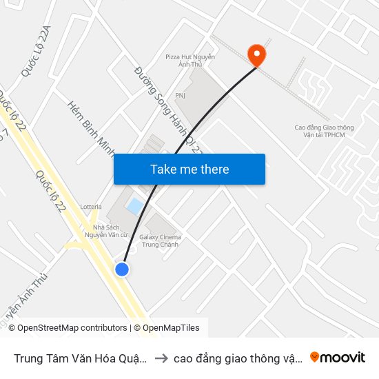 Trung Tâm Văn Hóa Quận 12 to cao đẳng giao thông vận tải map