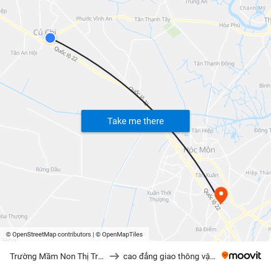 Trường Mầm Non Thị Trấn 3 to cao đẳng giao thông vận tải map