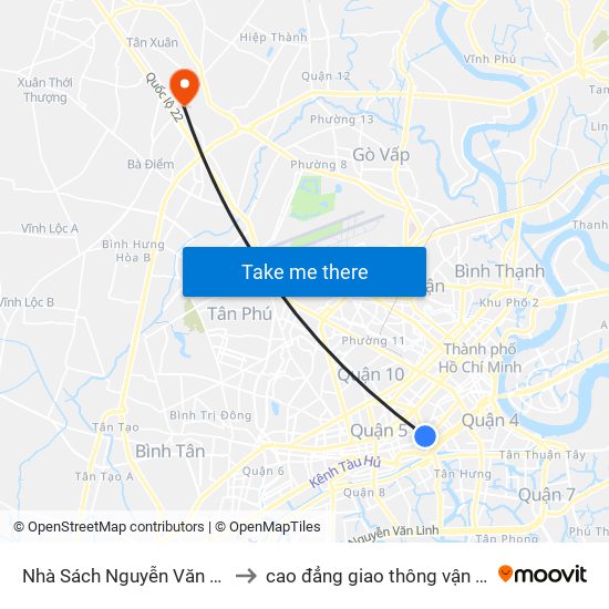 Nhà Sách Nguyễn Văn Cừ to cao đẳng giao thông vận tải map