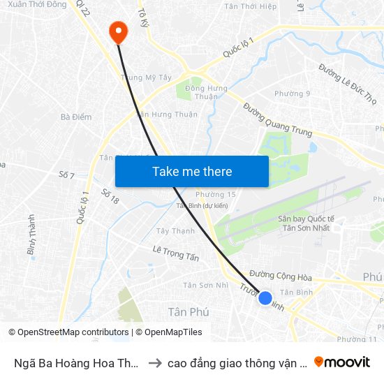 Ngã Ba Hoàng Hoa Thám to cao đẳng giao thông vận tải map