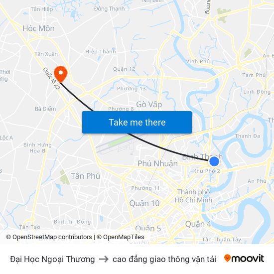 Đại Học Ngoại Thương to cao đẳng giao thông vận tải map