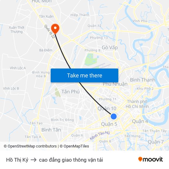 Hồ Thị Kỷ to cao đẳng giao thông vận tải map