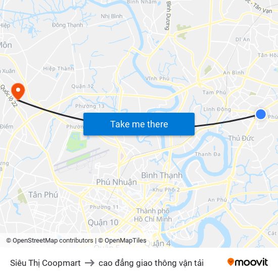 Siêu Thị Coopmart to cao đẳng giao thông vận tải map