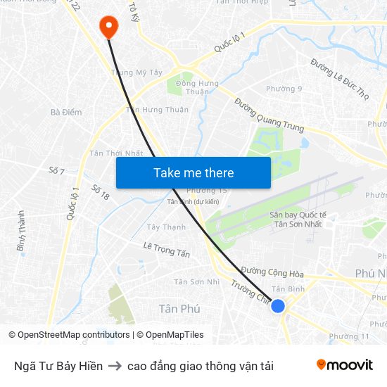 Ngã Tư Bảy Hiền to cao đẳng giao thông vận tải map