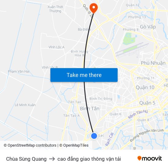 Chùa Sùng Quang to cao đẳng giao thông vận tải map