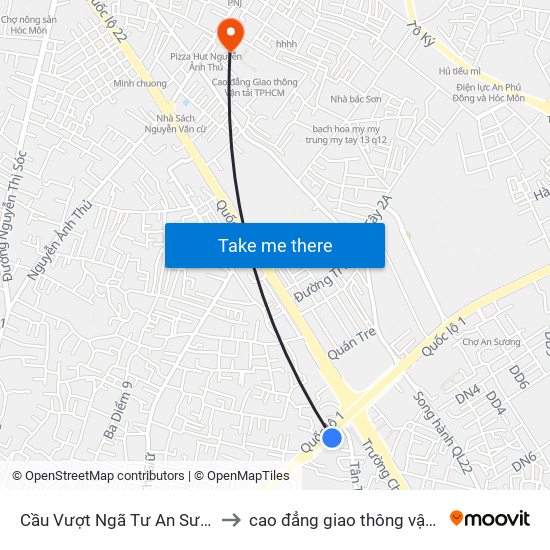 Cầu Vượt Ngã Tư An Sương to cao đẳng giao thông vận tải map