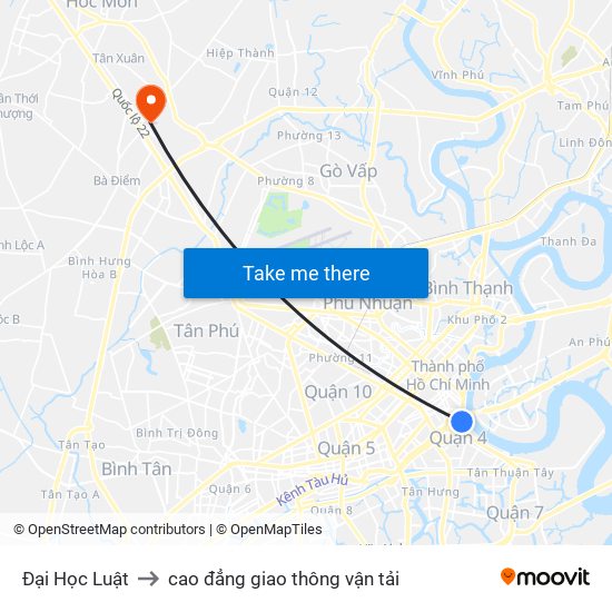 Đại Học Luật to cao đẳng giao thông vận tải map